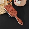 Spazzola per capelli Halloween con stampe di zucche e pipistrelli su sfondo nero - Pipistrello e Teschio