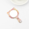 Specchio a mano a forma di gatto in acetato marmorizzato rosa e giallo per il trucco - Rosa Metallico
