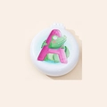 Portable folding hairbrush with mirror and cute cartoon alligator and letter A print - Crocodile Style A