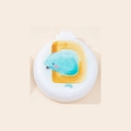 Portable folding hairbrush mirror with cute blue dolphin and yellow letter D design - Dolphin Style D