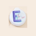 White folding hairbrush with mirror featuring letter E and cute cartoon elephant print - Elephant Style E