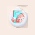 White portable round folding hair brush with mirror featuring a cute fox and letter F - Fox Style F