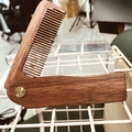Portable folding green sandalwood comb with natural wood grain and anti-static fine teeth - Natural Amomum Wood
