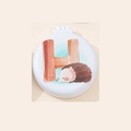 White unicorn hedgehog folding hairbrush with mirror and air cushion design - Letter H