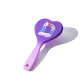 Spazzola a cuore viola sfumato con illustrazione di un simpatico unicorno - Vernice Morbida Gradiente Bicolore / Lettera D
