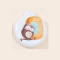 Portable folding hair brush with cartoon owl print and integrated makeup mirror - Owl Style O