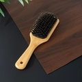 Natural wood boar bristle paddle hairbrush with air cushion for scalp massage - Small Square Style (GS-MS02)