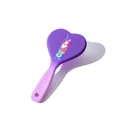 Spazzola per capelli a cuore sfumato viola con un simpatico disegno di unicorno - Vernice Morbida Gradiente Bicolore / Lettera I