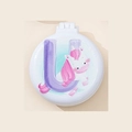Portable folding hair brush with mirror featuring a cute white unicorn and purple letter U - Unicorn Style U