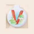 Portable white folding cushion hairbrush with cartoon snake and letter V design - Snake Style V