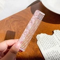 Handheld pink marble leopard acetate wide-tooth comb for anti-static hair care - Peach Pink