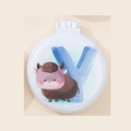 Foldable cartoon yak print hairbrush with mirror in white portable circular design - Yak Style Y