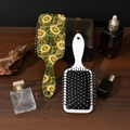 Artistic air cushion hairbrushes with sunflower oil painting and minimalist white design - Artistic Sunflower