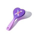 Spazzola per capelli viola a forma di cuore per bambine con unicorno e arcobaleno - Vernice Morbida Gradiente Bicolore / Lettera X
