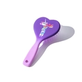 Spazzola per capelli a cuore sfumata viola con simpatico unicorno a cartone animato - Vernice Morbida Gradiente Bicolore / Lettera T