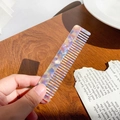 Portable acetate hair comb with purple and orange marble texture and wide-tooth design - Dreamy Purple