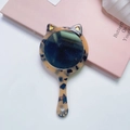 Cat-ear shaped handheld makeup mirror with vintage tortoiseshell acetate pattern - Light Tortoise Pattern