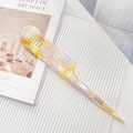 Colorful marble pattern wide-tooth teasing comb with a professional pointed tail handle - Gem Yellow