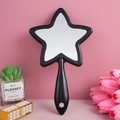 Star-shaped handheld makeup mirror in matte black plastic finish with a convenient hang hole - 14.5*24.5 Star / Black