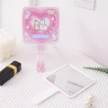 Pink handheld makeup mirror with cute cartoon rabbit design and white square hand mirror - Heart Rabbit