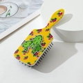 Spazzola per capelli gialla con stampa floreale e toppa a cactus per massaggio portatile - Cactus