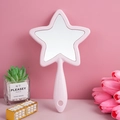 Pink star-shaped handheld makeup mirror with ergonomic handle and hanging hole - 14.5*24.5 Star / Pink