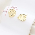 Detail view of 16mm x 14mm irregular golden baroque earrings with textured lava finish - Gold Molten Irregular Round Style (3#)