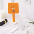 Lot de miroirs de maquillage carrés portables avec motif ours orange et finition blanc - Style Petit Ours Pain