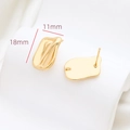 Detailed view of irregular wavy gold earring studs with DIY loops for jewelry making - Gold Wavy Fluid Irregular Geometric Style (10#)