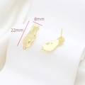 Macro shot of gold-plated baroque style DIY earring studs with 22mm by 8mm size dimensions - Gold Minimalist Irregular Long Curved Style (15#)