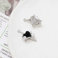 Detailed macro view of zircon-inlaid star and black heart charms for DIY jewelry making - Rhinestone Star Black Heart Charm (8# Silver Tone)