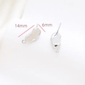 Macro view of 14x6mm baroque organic shape earring posts with loop for DIY jewelry making - Silver Minimalist Irregular Fluid Bean Style (20#)