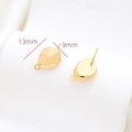 Close-up of gold-plated baroque style DIY earring stud with size 13mm by 9mm - Gold Irregular Glossy Oval with Ring Style (21#)