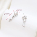 Macro detail of silver mushroom earring pendants with size markings 21mm and 8mm - Silver Exquisite Small Mushroom Accessory (25#)
