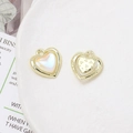 DIY heart-shaped alloy pendant with zirconium inlay and shell texture for jewelry making - Iridescent Pearl Heart (16# Gold Tone)