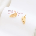 Detailed view of 14x6mm gold plated bean-shaped stud earring findings with hanging loop - Gold Smooth Irregular Bean Style Accessory (28#)