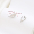 Detailed size view of silver irregular stud earrings with 925 hallmarks, 14mm by 6mm - Silver Glossy Irregular Bean Style Finding (29#)