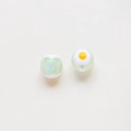 Close-up of translucent aurora beads and creative fried egg resin charms for DIY jewelry - Poached Egg & Iridescent Polarized Style (1#)