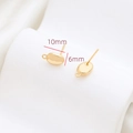 Detailed view of gold plated oval stud earrings with 10mm length and 6mm width dimensions - Gold Minimalist Oval Bean Style (30#)