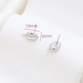 Macro shot of gold-plated silver stud earring base with ring connector and 10x6mm dimensions - Silver Minimalist Oval Bean Style (31#)