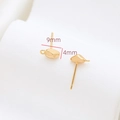 Close-up of gold-plated bean earring studs with S925 silver pins and hanging loops - Gold Tiny Irregular Bean Style (32#)