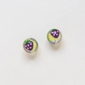 Detail of handmade glass strawberry beads with yellow foil and cracked texture - Purple Strawberry Iridescent Style (6#)