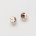 Macro shot of two creative fried egg pattern iridescent glass beads for DIY jewelry making - Poached Egg 3D Iridescent Style (8#)
