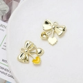 Detailed view of gold bow pendant with yellow enamel heart charm for DIY jewelry - Yellow Enamel Heart Bow (30# Gold Tone)