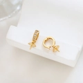 Macro view of 18K gold plated DIY earring settings with clear zircon and pin tray - Style 1