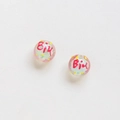 Macro detail of tulip hand-painted beads with Biu lettering for DIY jewelry crafting - Biu Letter Polka Dot Girly Style (10#)