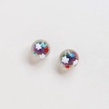 Detailed view of spherical resin beads with colorful glitter and red star accents - Purple Glitter Pentagram Style (16#)