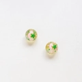 Dettaglio macro di perle iridescenti da 16mm con motivi di stelle e luna dipinti a mano - Stile Luna Stella Disegnato a Mano Giallo-Verde (15#) / 16mm (1 Pezzo)
