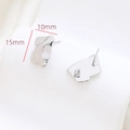 Macro shot of minimalist silver baroque style stud earrings with size marking 15mm by 10mm - Silver Irregular Fluid Geometric Style (14#)