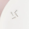 Macro detail of four silver screw-thread earring posts on a white ceramic plate - Threaded Earring Post Style 2 (2# White K, One Pair) / Silver (No. 2 White Gold Plated, 1 Pair)